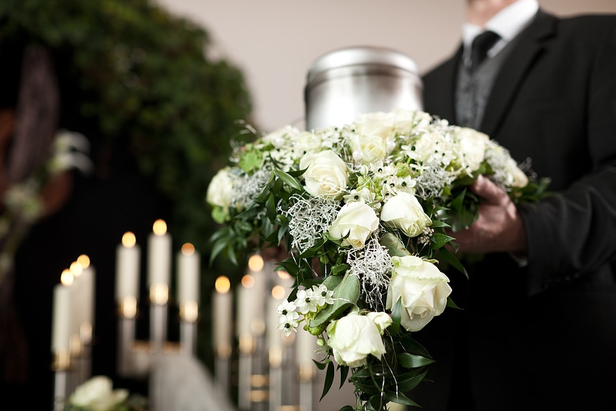 Cremated remains in a columbarium